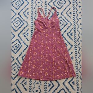 Patagonia Pink Floral Wrap-Front Midi Dress